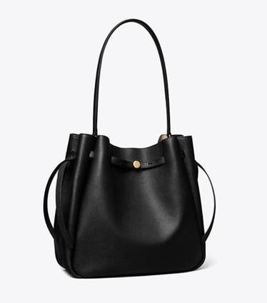 Tory Burch diseñador bolsos de hombro Bolso bucket grande Romy en Black ángulo