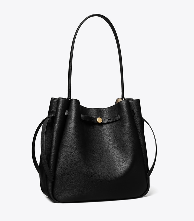 Tory Burch diseñador bolsos de hombro Bolso bucket grande Romy en Black ángulo