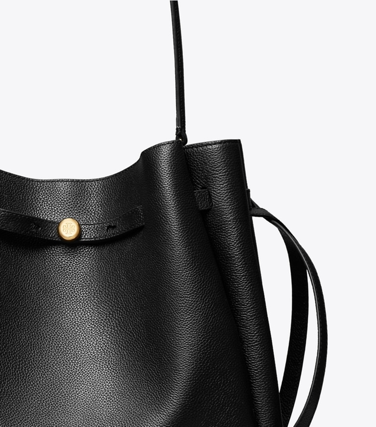 Tory Burch diseñador bolsos de hombro Bolso bucket grande Romy en Black detalle