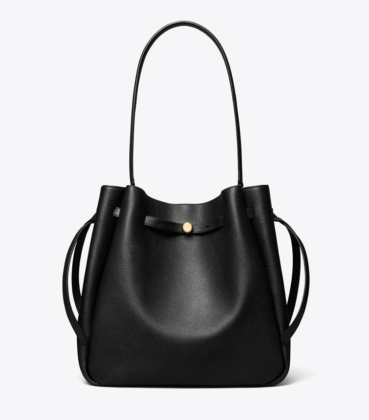 Tory Burch diseñador bolsos de hombro Bolso bucket grande Romy en Black frente