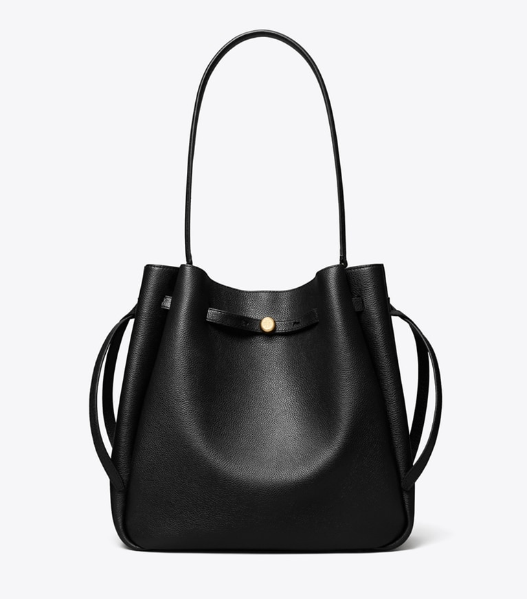 Tory Burch diseñador bolsos de hombro Bolso bucket grande Romy en Black frente