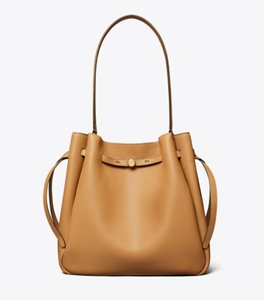 Tory Burch diseñador bolsos de hombro Bolso bucket grande Romy en Tiramisu frontal