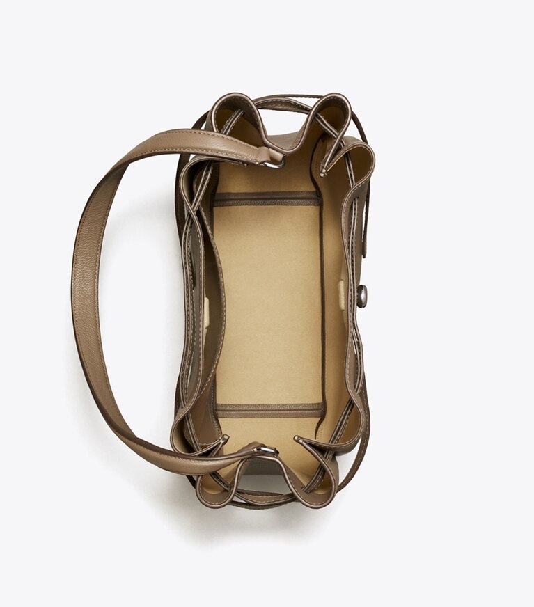 Tory Burch diseñador bolsos de hombro Bolso bucket grande Romy en Wild Mushroom vista superior