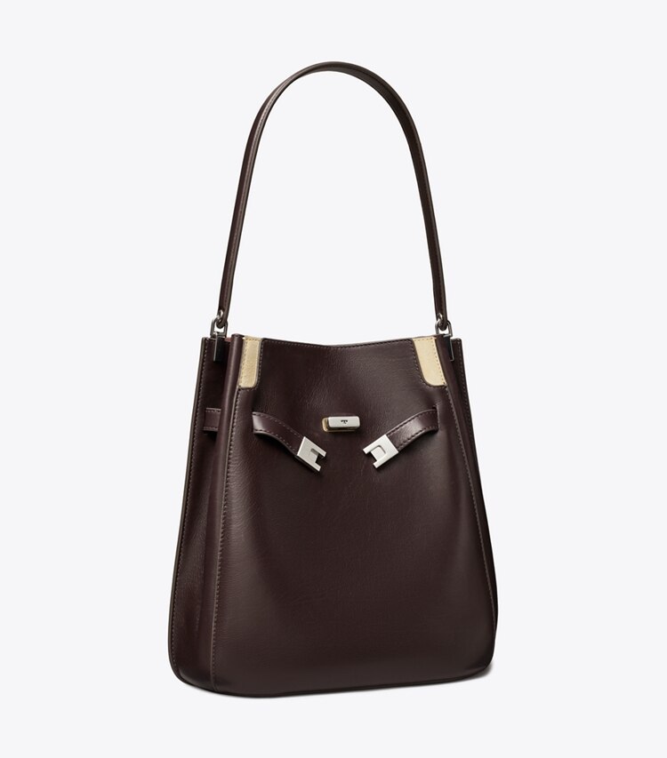Tory Burch diseñador bolsos de hombro Bolso bucket Lee Radziwill en Coco ángulo