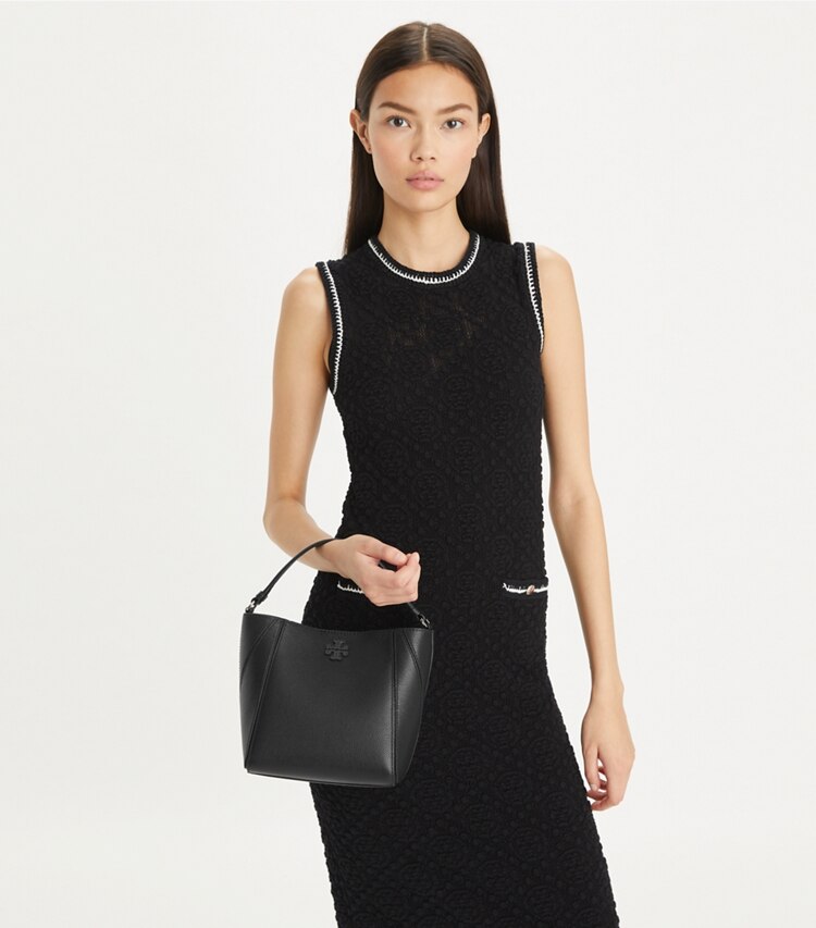 Tory Burch diseñador bolsos bandolera Bolso bucket McGraw pequeño en Black accesorio en el modelo