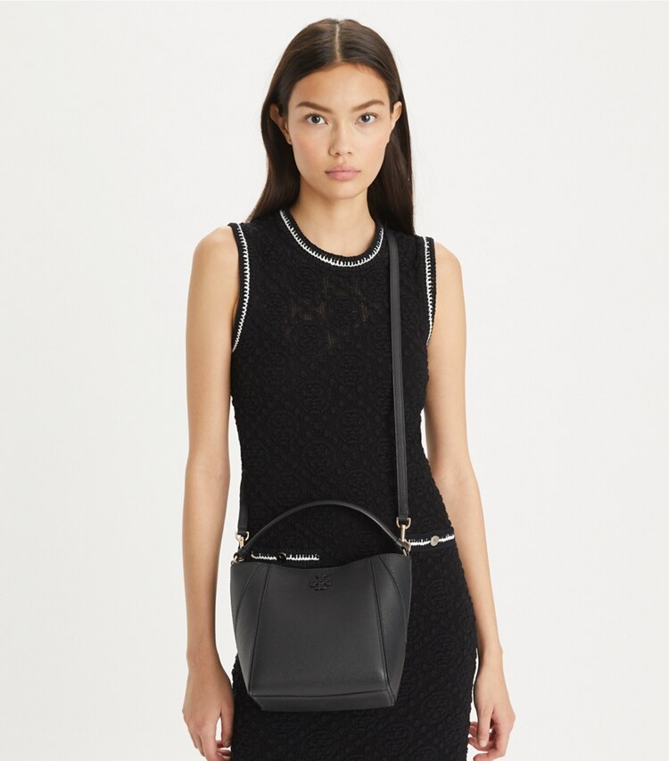 Tory Burch diseñador bolsos bandolera Bolso bucket McGraw pequeño en Black adicional en el modelo