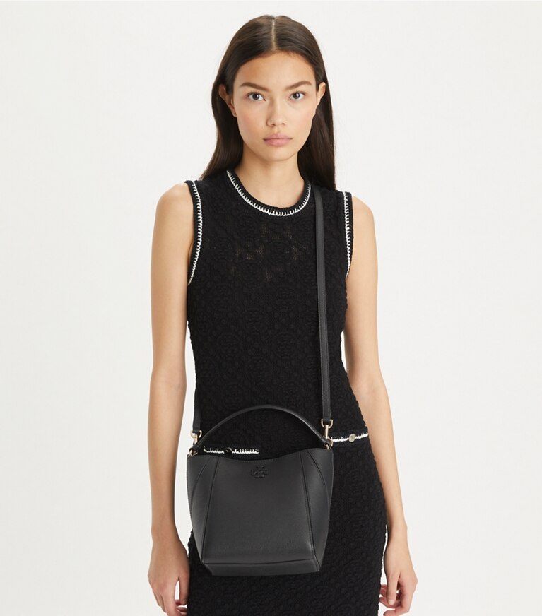 Tory Burch diseñador bolsos bandolera Bolso bucket McGraw pequeño en Black adicional en el modelo