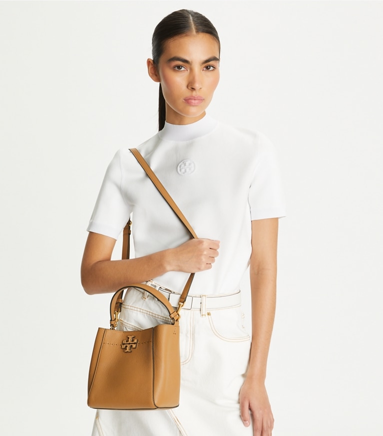 Tory Burch diseñador bolsos bandolera Bolso bucket McGraw pequeño en Tiramisu adicional en modelo