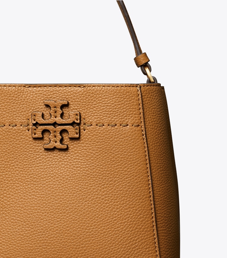 Tory Burch diseñador bolsos bandolera Bolso bucket McGraw pequeño en Tiramisu detalle