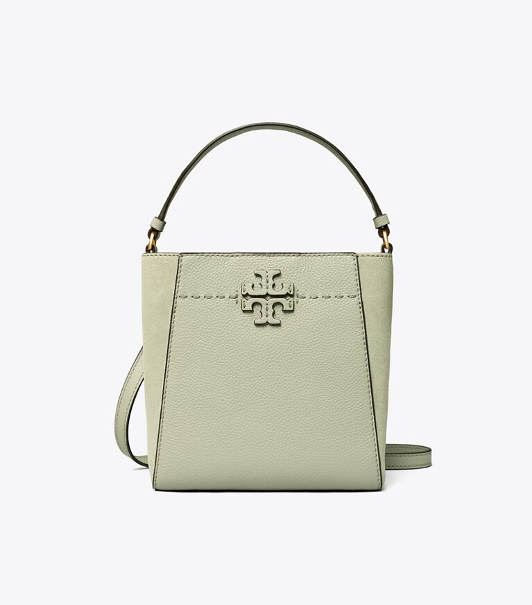 Tory Burch diseñador bolsos bandolera Bolso bucket McGraw pequeño en PINE FROST frente