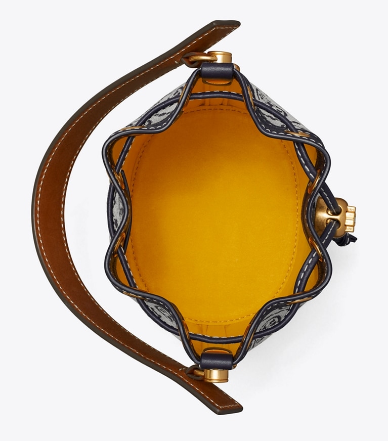 Tory Burch diseñador bolsos bandolera Bolso bucket Mini con monograma de T en Tory Navy desde arriba