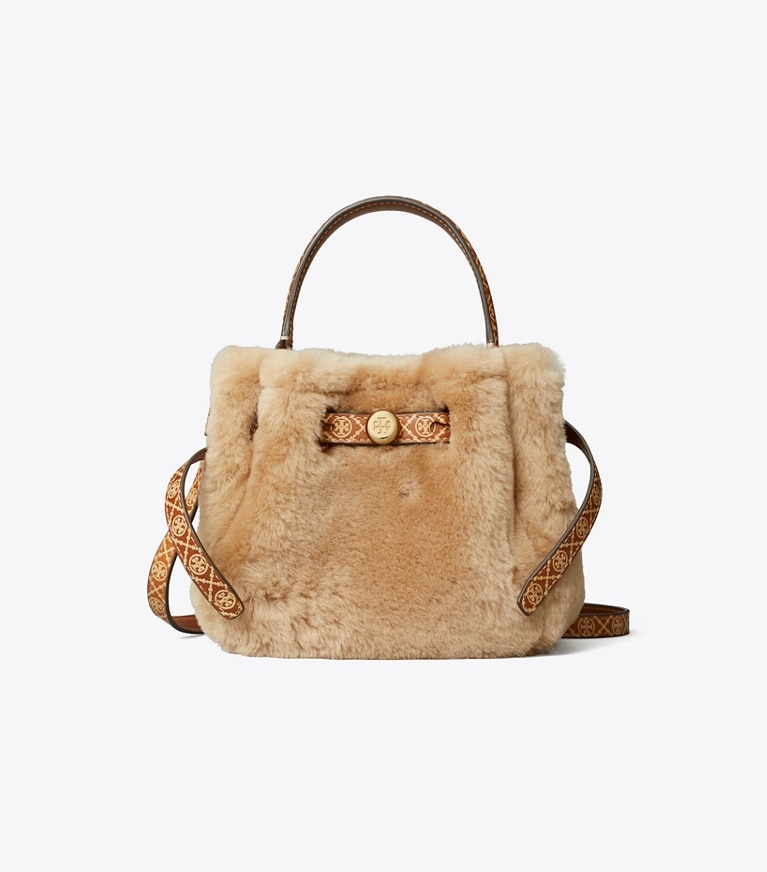 Tory Burch diseñador bolsos bandolera Bolso bucket mini de borreguillo Romy en Teddy frente