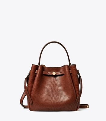 Bolso bucket Romy con piel grabada en relieve con efecto de serpiente