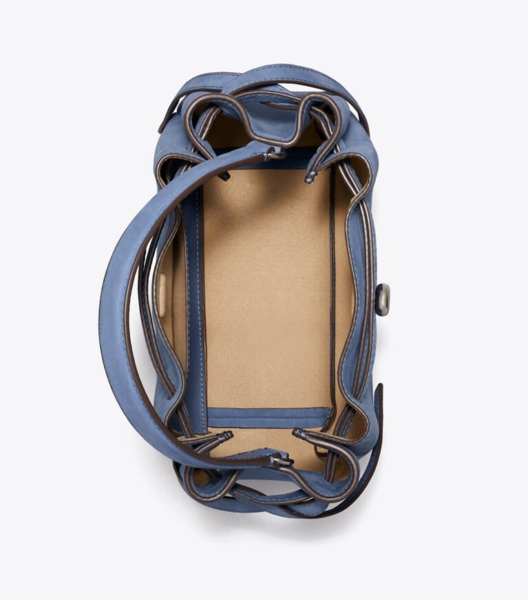Tory Burch diseñador bolsos bandolera Bolso bucket Romy de nobuk en Soft Blue vista superior