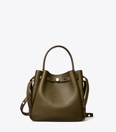 Tory Burch diseñador bolsos bandolera Bolso bucket Romy en Dark Olive frente