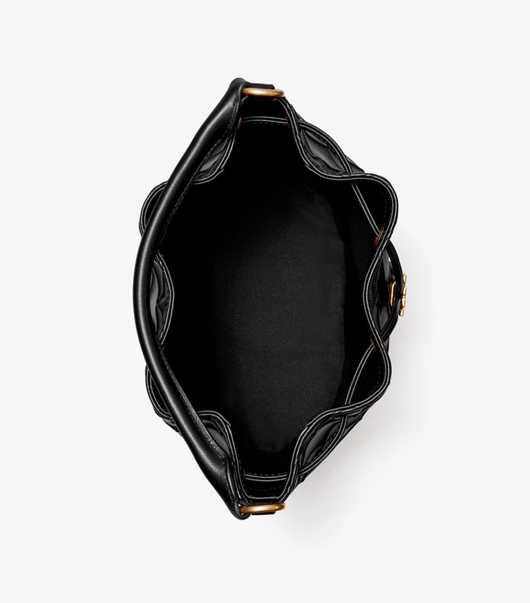 Tory Burch diseñador bolsos de hombro Bolso bucket suave grande Fleming en Black vista superior
