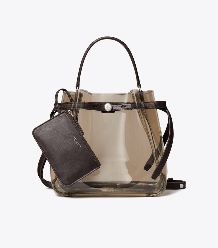 Tory Burch diseñador bolsos bandolera Bolso bucket transparente Romy en Root Beer Float adicional