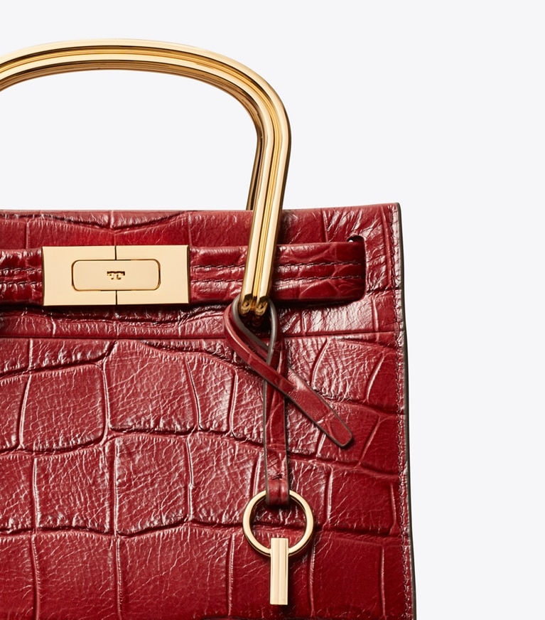 Tory Burch diseñador bolsos bandolera Bolso con efecto de cocodrilo Lee Radziwill en Crimson detalle