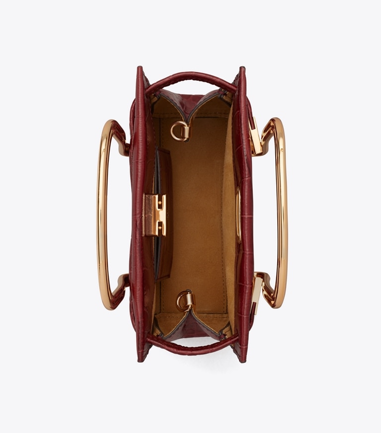 Tory Burch diseñador bolsos bandolera Bolso con efecto de cocodrilo Lee Radziwill en Crimson vista superior