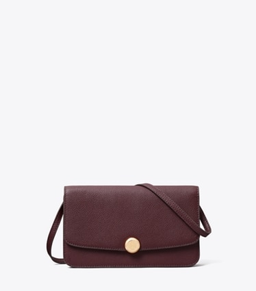 Tory Burch diseñador bolsos bandolera Bolso cruzado con solapa Romy en Dark Carmine frente