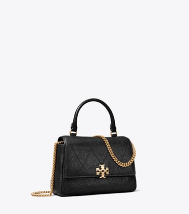 Tory Burch diseñador bolsos bandolera Bolso cruzado mini Charlie acolchado con asa superior en Black ángulo