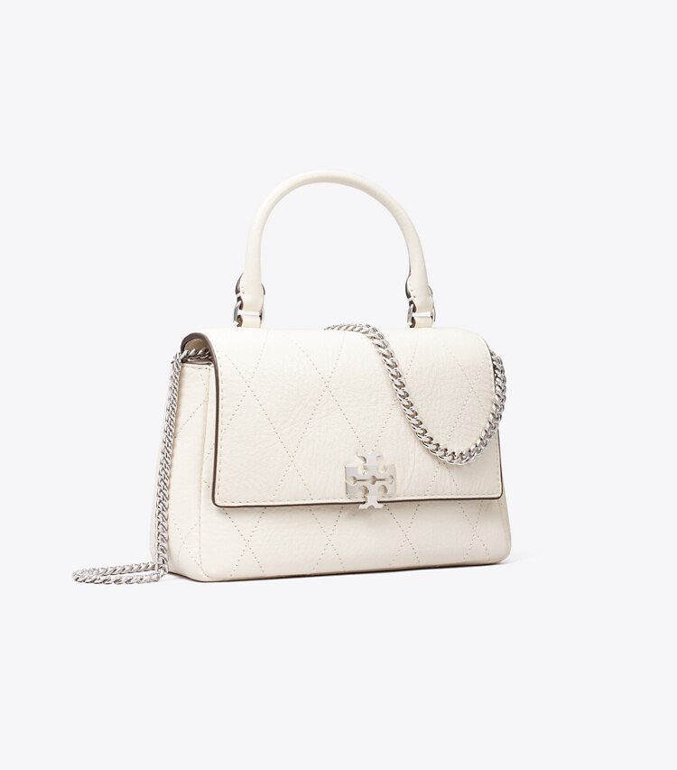 Tory Burch diseñador bolsos bandolera Bolso cruzado mini Charlie acolchado con asa superior en Light Cream ángulo