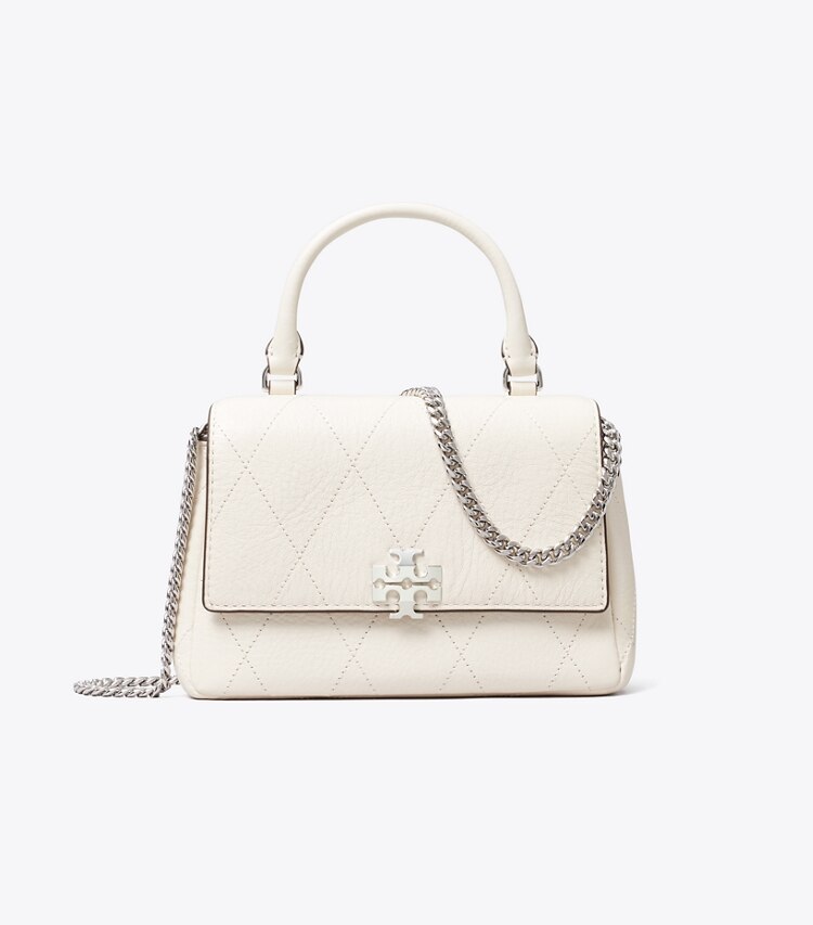 Tory Burch diseñador bolsos bandolera Bolso cruzado mini Charlie acolchado con asa superior en Light Cream frente