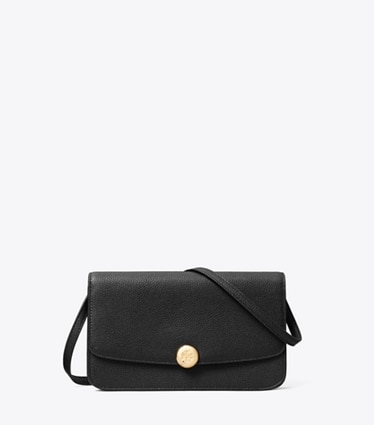 Tory Burch diseñador bolsos bandolera Bolso cruzado Romy con solapa en BLACK frontal