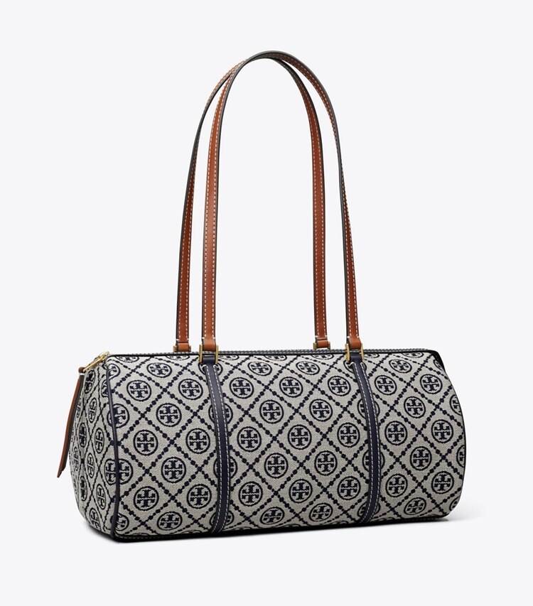 Tory Burch diseñador bolsos satchel Bolso de barril con monograma en T en Tory Navy ángulo
