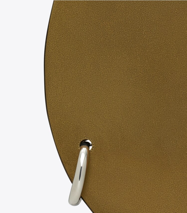 Tory Burch diseñador bolsos de hombro Bolso de gamuza perforada en Deep Olive detalle