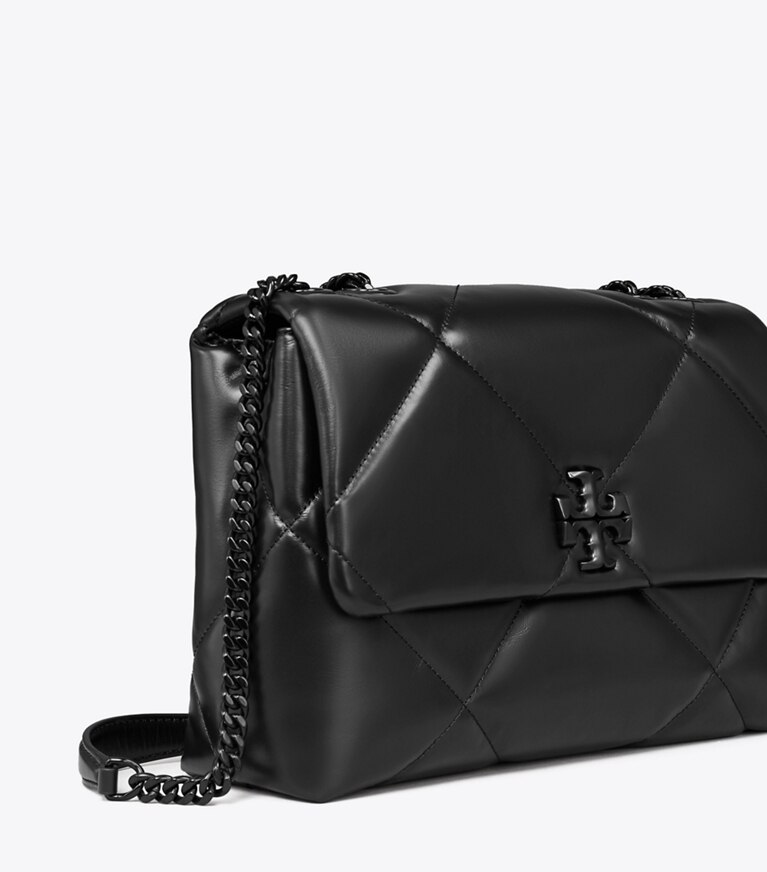 Tory Burch diseñador bolsos de hombro Bolso de hombro acolchado con formas de rombo Kira en Black detalle