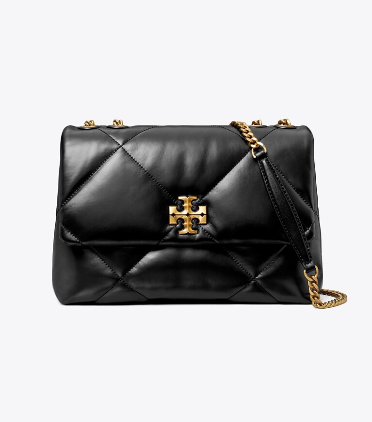 Tory Burch diseñador bolsos de hombro Bolso de hombro acolchado con formas de rombo Kira en Black frente