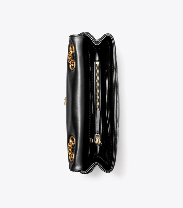 Tory Burch diseñador bolsos de hombro Bolso de hombro acolchado con formas de rombo Kira en Black vista superior