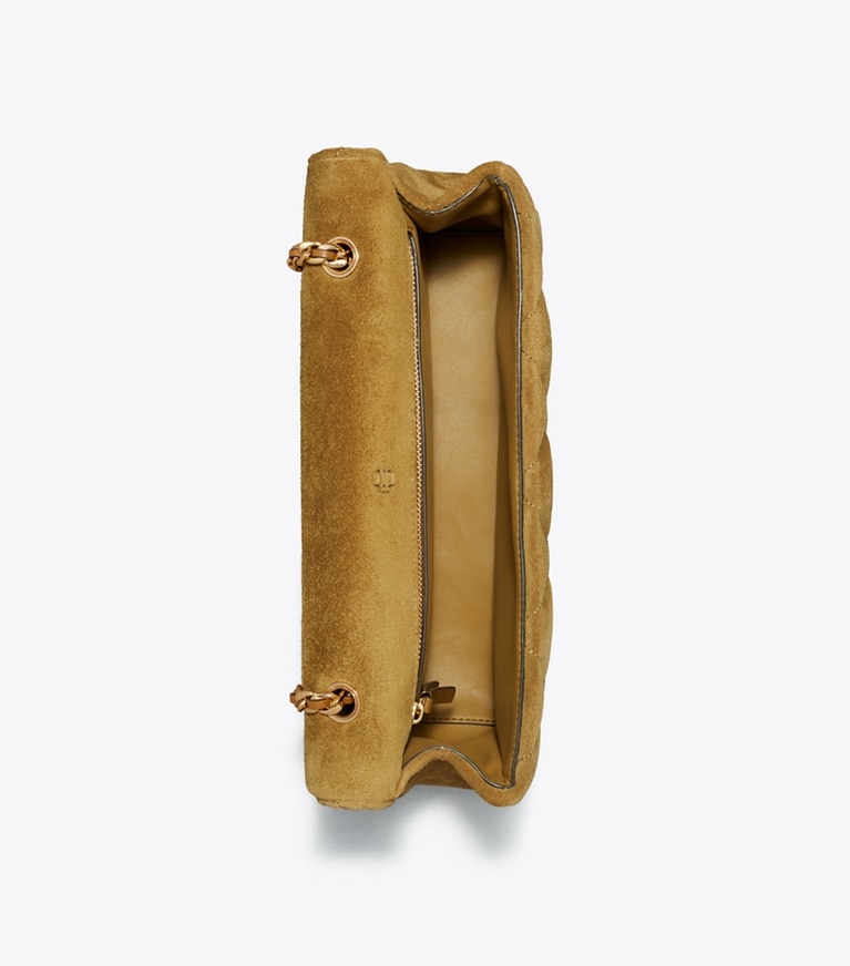 Tory Burch diseñador bolsos de hombro Bolso de hombro Bunny Knot de gamuza en Toffee vista superior