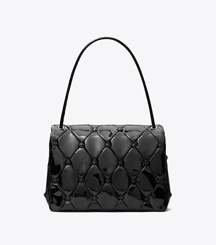 Tory Burch diseñador bolsos de hombro Bolso de hombro Bunny Knot Runway de charol en Black parte trasera
