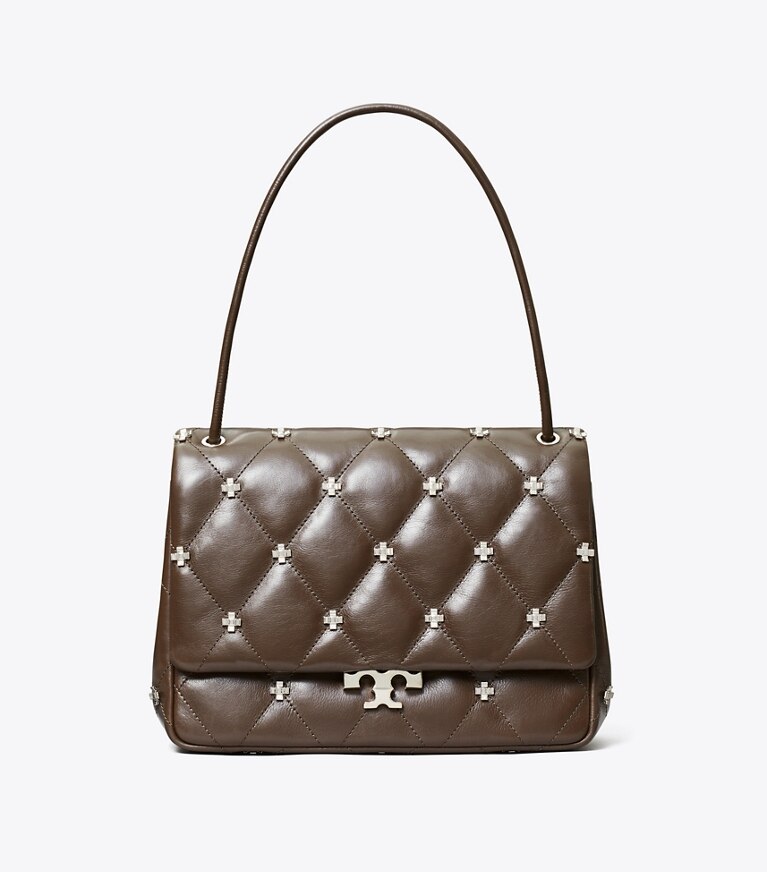 Tory Burch diseñador bolsos de hombro Bolso de hombro Bunny Knot Runway en Mocha Shadow frente