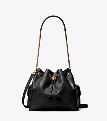 Tory Burch diseñador bolsos de hombro Bolso de hombro Charlie acolchado con cordón ajustable en Black frente