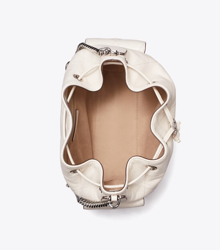 Tory Burch diseñador bolsos de hombro Bolso de hombro Charlie acolchado con cordón ajustable en Light Cream vista superior