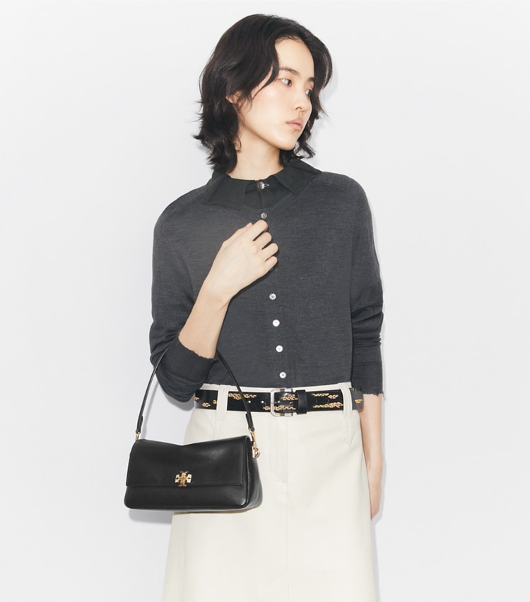 Tory Burch diseñador bolsos de hombro Bolso de hombro Charlie pequeño en Black accesorio en el modelo