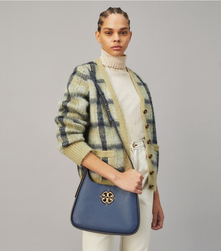 Tory Burch diseñador bolsos hobo Bolso de hombro clásico pequeño Miller en Bluestone accesorio en modelo