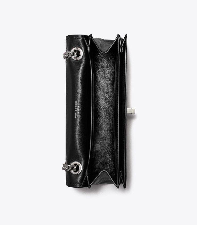 Tory Burch diseñador bolsos de hombro Bolso de hombro con broche giratorio Kira en Black vista superior