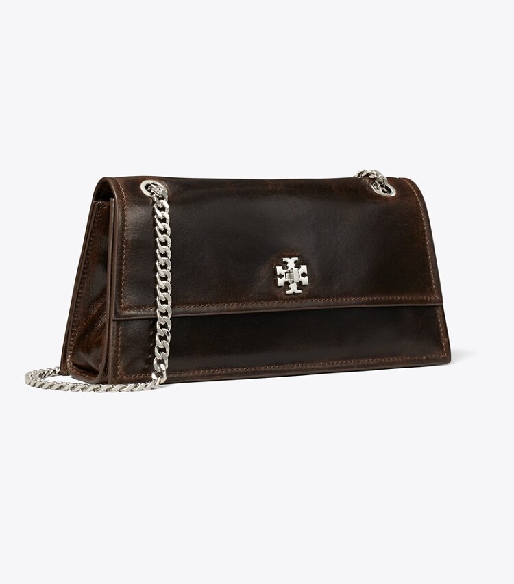 Tory Burch diseñador bolsos de hombro Bolso de hombro con broche giratorio y efecto desgastado Kira Turnlock en Dark Brown ángulo