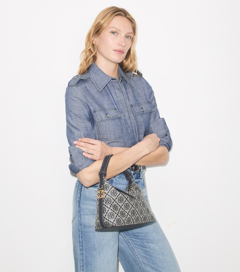 Tory Burch diseñador bolsos de hombro Bolso de hombro con monograma T Mellow en TORY NAVY adicional en modelo