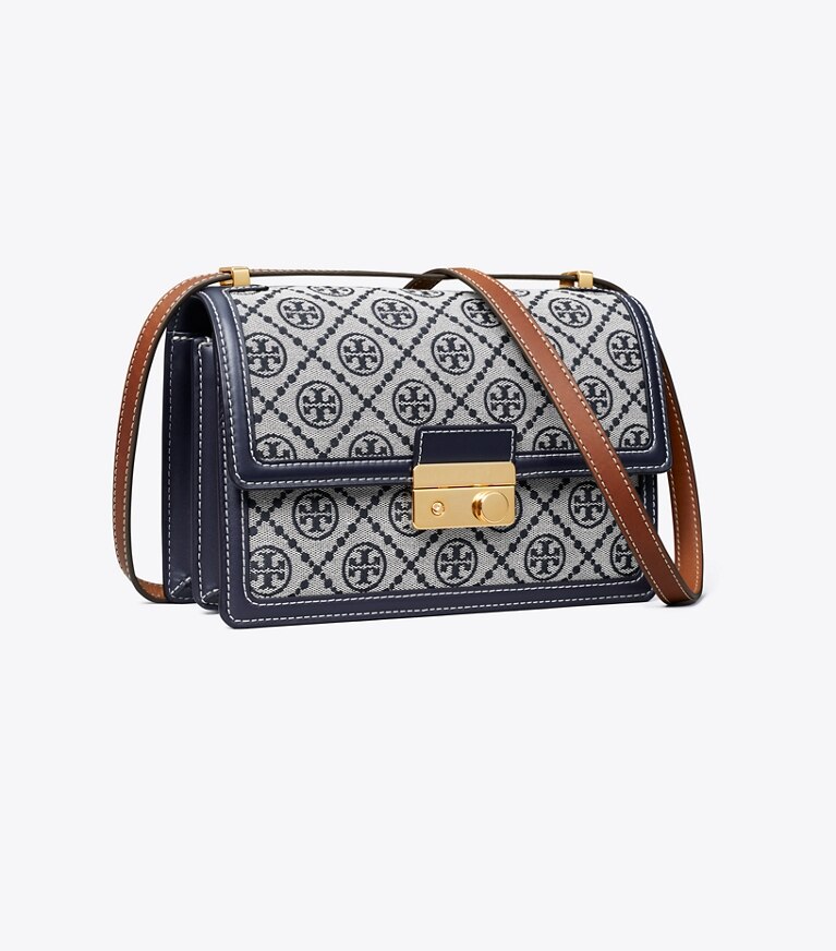 Tory Burch diseñador bolsos de hombro Bolso de hombro con monograma de T en Tory Navy ángulo