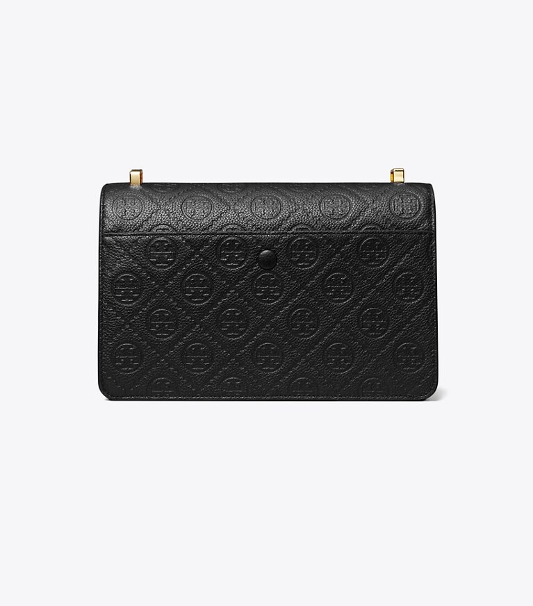 Tory Burch diseñador bolsos de hombro Bolso de hombro con monograma de T de piel granulada en Black parte trasera