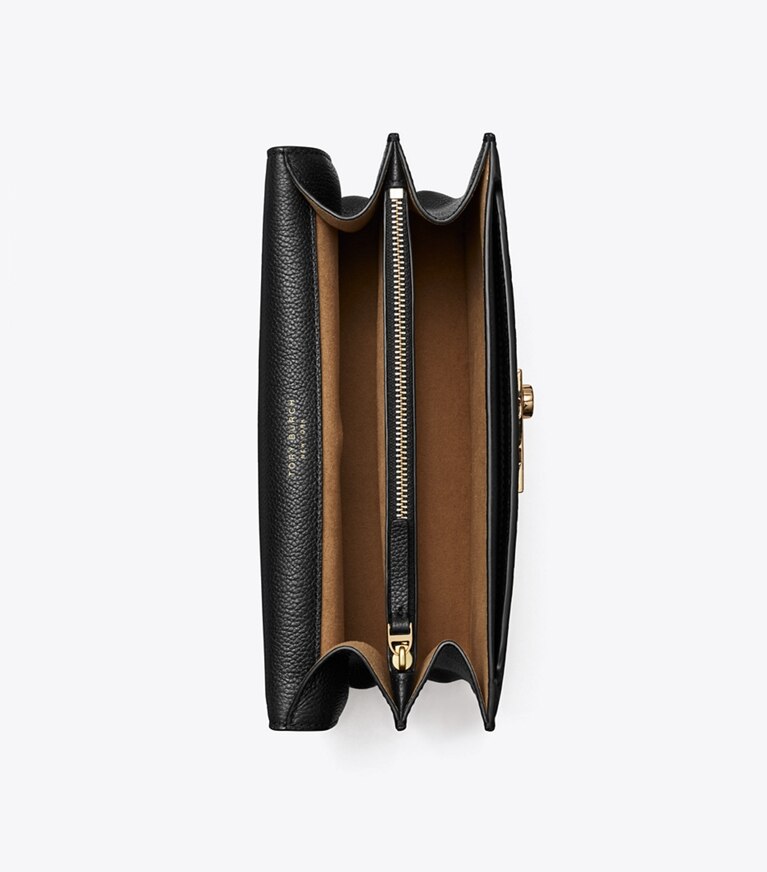 Tory Burch diseñador bolsos de hombro Bolso de hombro con monograma de T de piel granulada en Black desde arriba