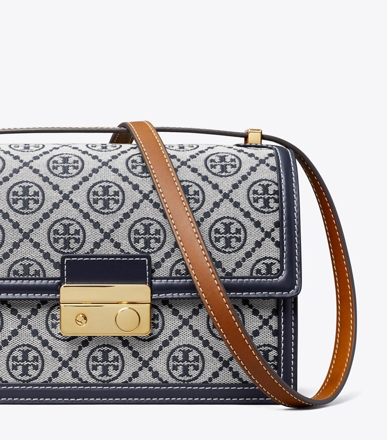 Tory Burch diseñador bolsos de hombro Bolso de hombro con monograma de T en Tory Navy detalle