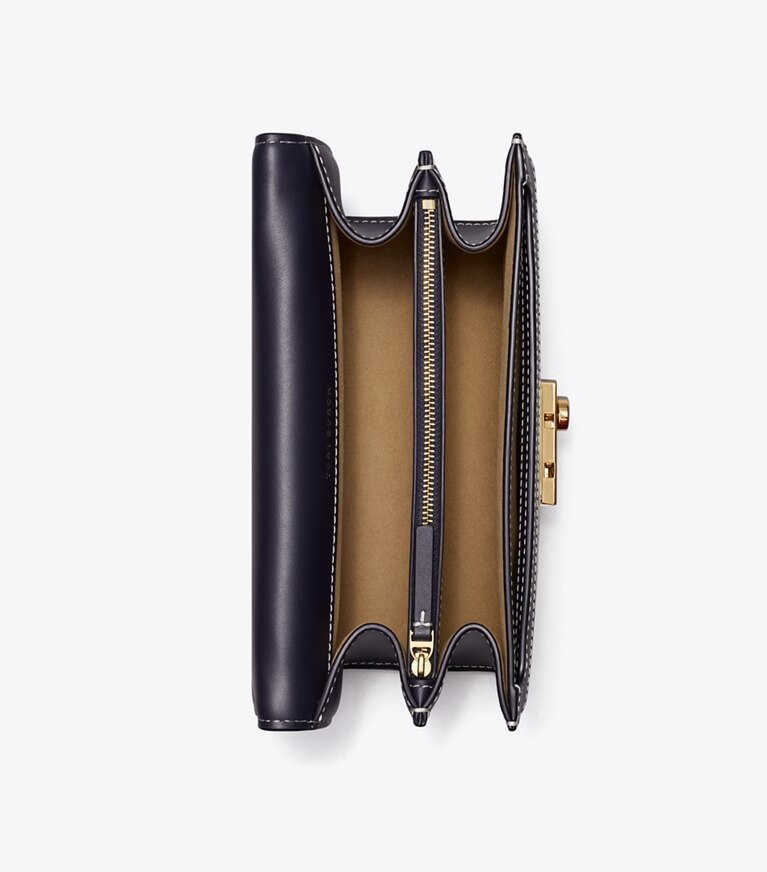 Tory Burch diseñador bolsos de hombro Bolso de hombro con monograma de T en Tory Navy desde arriba