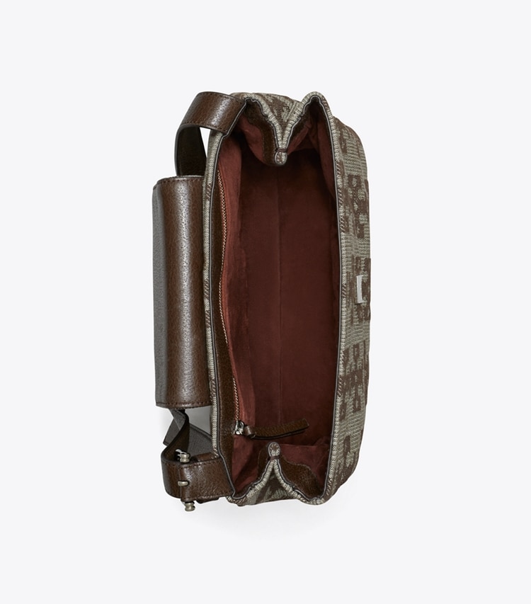 Tory Burch diseñador bolsos de hombro Bolso de hombro con monograma en forma de T Charlie Runway en Chocolate Brown vista superior