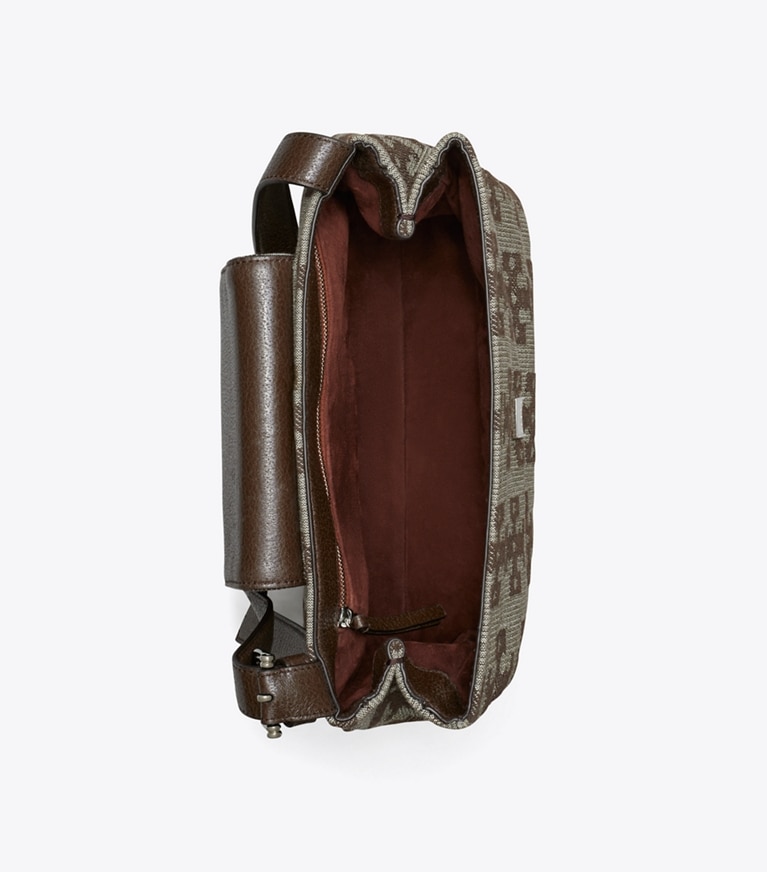 Tory Burch diseñador bolsos de hombro Bolso de hombro con monograma en forma de T Charlie Runway en Chocolate Brown vista superior